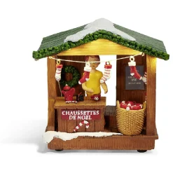 Stand de Noël lumineux chaussettes 5 LED blanc chaud en résine