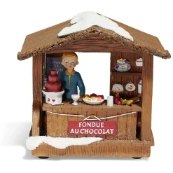 Stand de Noël lumineux fondue au chocolat 5 LED blanc chaud résine