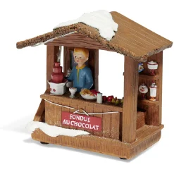 Stand de Noël lumineux fondue au chocolat 5 LED blanc chaud résine