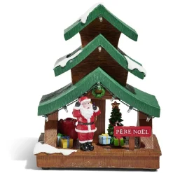 Stand Père Noël lumineux sapin 9 LED multicolore en résine