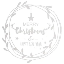 Sticker pour fenêtre couronne de Noël blanc