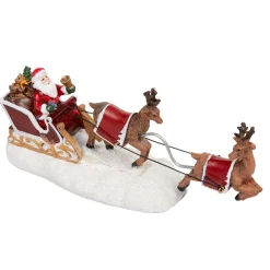 Sujet Père Noël sur son traineau avec rennes