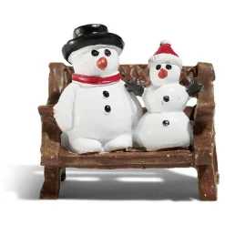 Sujet village de Noël bonhomme de neige sur banc