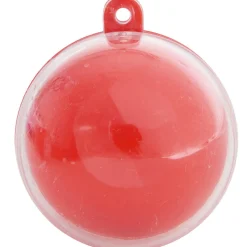 Suspension boule rouge et transparente x3