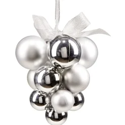 Suspension de Noël boule grappe argentée Ø12/15xH20cm