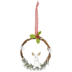 Suspension de Noël Couronne en bois déco animal
