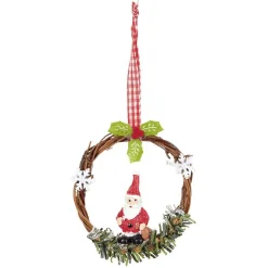 Suspension de Noël Couronne en bois déco animal