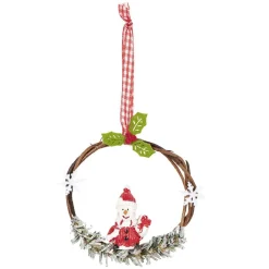 Suspension de Noël Couronne en bois déco animal
