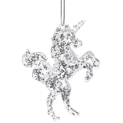 Suspension Licorne de Noël acrylique pailleté