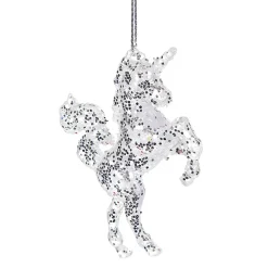 Suspension Licorne de Noël acrylique pailleté