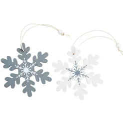 Suspension Noël motifs flocon et cerf blanche et grise x12