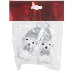 Suspension ourson blanc et gris x2