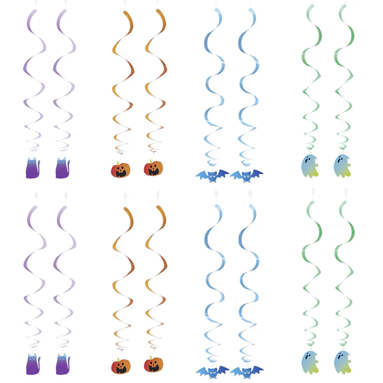 Suspension papier Halloween chat citrouille fantôme multicolore x8