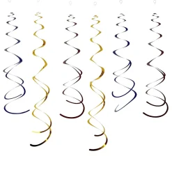 Suspension spirale en papier bleu, rose et doré