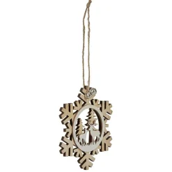 Suspension village de Noël dans flocon en bois
