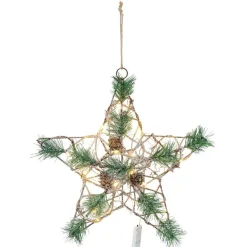 Étoile de Noël lumineuse métal et rotin 30LED blanc chaud H30cm