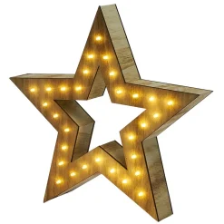 Étoile lumineuse en bois 30 LED blanc chaud H30 cm