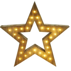 Étoile lumineuse en bois 30 LED blanc chaud H30 cm