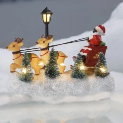 Traîneau de Noël et rennes lumineux 6 LED