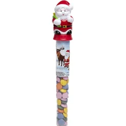 Tube Père Noël contenant des confiseries chocolatées