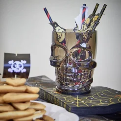 Verre plastique forme tête de mort noir Ø9,5xH12,5cm