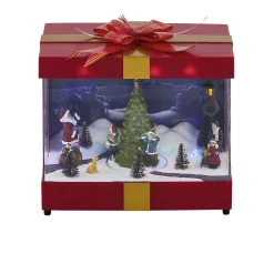 Village de Noël animé et lumineux en forme de cadeau