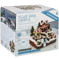 Village de Noël animé lumineux musical 18 LED multicolores