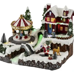 Village de Noël animé lumineux musical 18 LED multicolores