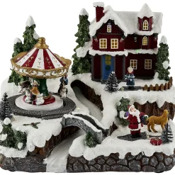 Village de Noël animé lumineux musical 18 LED multicolores