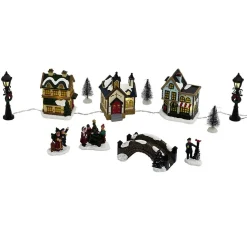 Village de Noël lumineux décor et personnages 12 pièces