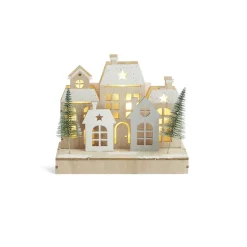 Village de Noël lumineux en bois 7LED