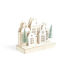 Village de Noël lumineux en bois 7LED